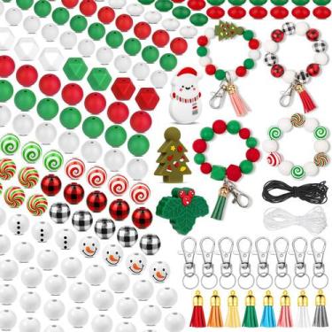 Imagem de Conjunto de miçangas de silicone e madeira, Natal e Natal, 217 unidade