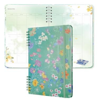 Imagem de SIIXU Agenda floral diária sem data, diário A5 decorado com diferentes desenhos florais em cada página, caderno estético colorido para mulheres, lindo organizador