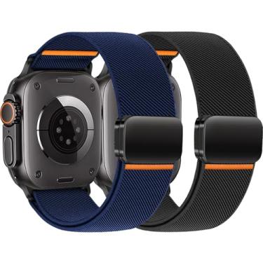 Imagem de Pulseiras de nylon elásticas para Apple Watch Ultra 2 de 49 mm, 46 mm, 45 mm, 44 mm, 42 mm, 41 mm, 40 mm e 38 mm, para Apple Watch séries 10/9/8/7/6/5/4/3/SE/Ultra/Ultra2