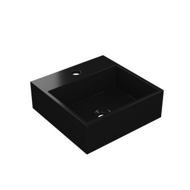 Imagem de Cuba De Apoio Banheiro Topazio Pedra 35x35cm Preto Fosco