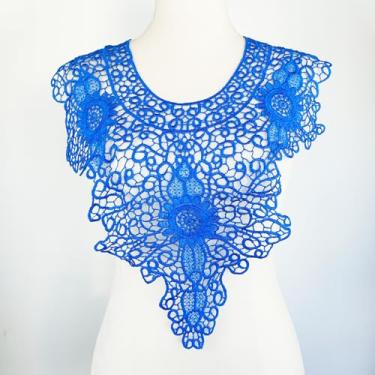 Imagem de Carytalee 1 peça de apliques de tecido de renda vintage flores remendos para costura de roupas, faça você mesmo, artesanato, casamento, vestido de noiva, decoração de renda (azul) 55 x 46 cm