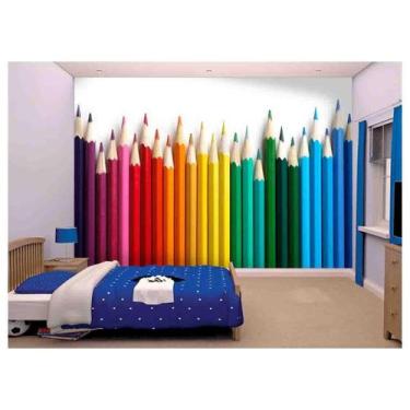 Imagem de Papel De Parede Infantil Lápis De Cor Escola Azs102 - Você Decora