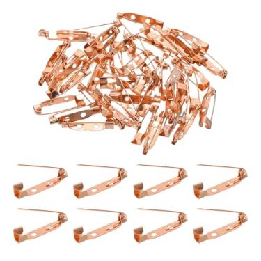 Imagem de PATIKIL Broche traseiro de 50 peças, pino de barra de 25 mm (0,98") fecho de segurança, ouro rosa