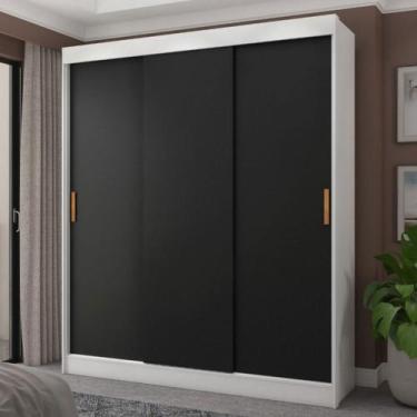 Imagem de Guarda-Roupa Casal Capri 3 Portas 4 Gavetas Flex Branco/Preto - Fellic