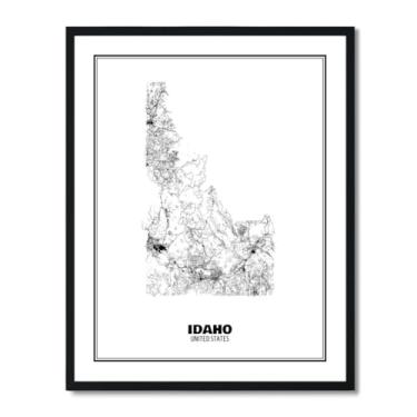 Imagem de Susie Arts Pôster de arte abstrata de mapa de estrada de Idaho State de Idaho 28 x 35,5 cm, decoração de parede, casa, escritório, escola, sds010
