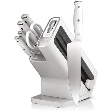 Imagem de Conjunto de Facas com Amolador Embutido, Aço Inoxidável, 7 Peças, Ninja K12007WHBN, Branco