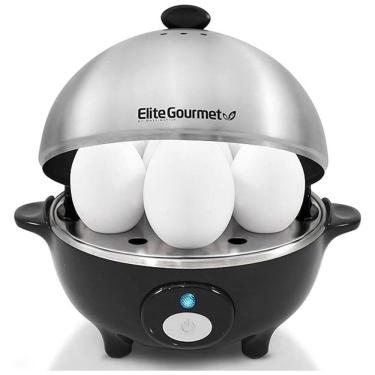 Imagem de Cozedor de Ovos Elétrico, até 7 Ovos, Aço Inoxidável, ELITE GOURMET EGC 508, Preto