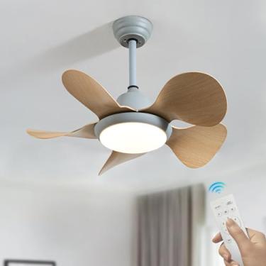 Imagem de Ventiladores de teto pequenos com lâmpadas Silencioso motor DC reversível de 6 velocidades Ventiladores de teto modernos com luzes e controle remoto Função inverno/verão Mini luz de ventilad
