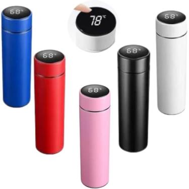 Imagem de Garrafa Térmica Digital Inox com Sensor de Temperatura LED 500ml | Mantém Café e Água Quentes ou Frias | Moderna, Elegante e Durável | Tampa Inteligente com Display Touch