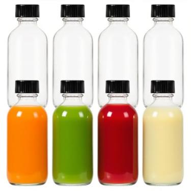 Imagem de FANSTINOW Frascos pequenos de vidro transparente de 59 ml com etiquetas, funis e pincéis - Frascos redondos Boston à prova de vazamento de 60 ml para óleo essencial faça você mesmo, pacote com 8