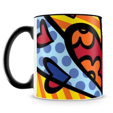 Imagem de Caneca Romero Britto A New Day Preta - Cerâmica de Alta Qualidade, 325