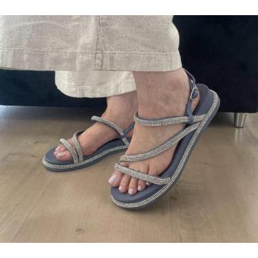 Imagem de Sandália Papete Feminina Rasteirinha Moda Casual Fashuin Tiras Pedrari