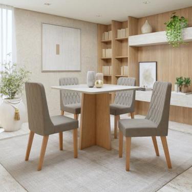 Imagem de Conjunto Sala de Jantar 4 Lugares Quadrado Tampo Vidro/MDF Mesa Celebr