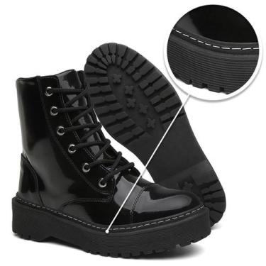 Imagem de Bota Coturno Feminina Tratorada - Lorenzzo Lopez, Verniz, 35