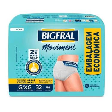 Imagem de Roupa Íntima Descartável Bigfral Moviment Unissex G/XG 32 Unidades