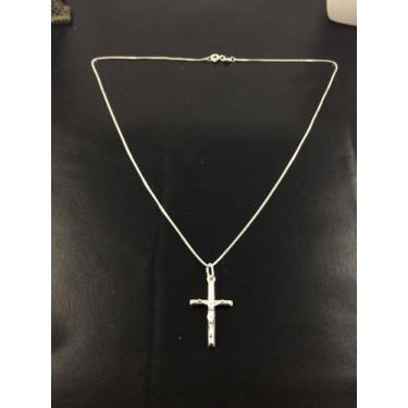 Imagem de Corrente Prata Maciça 925 C/ Pingente Crucifixo 45cm - Lojas La&Ny , P