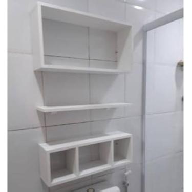 Imagem de Kit Nichos e Prateleira - Banheiro, Quarto, Cozinha. MDF branco. - REI