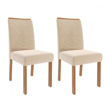 Imagem de Cadeiras Kit 2 Cadeiras Clarice Wood Suede Madeira/Nude - Cimol