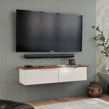 Imagem de Rack Aparador Suspenso Off White/Freijó – EJ Móveis