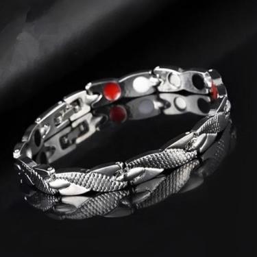 Imagem de Pulseira FIR Twist Magnética  Acessório Unissex Moderno - wb, prateado