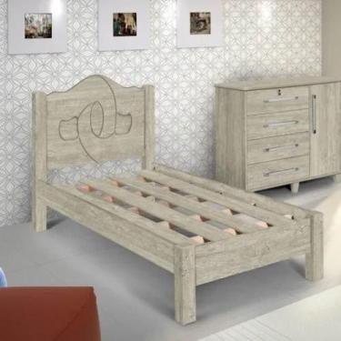 Imagem de Cama Solteiro Siena 100% Mdf Com Sarrafo Em Madeira Carmolar Artico - 