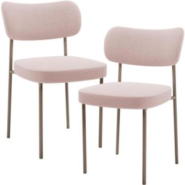 Imagem de Kit 02 Cadeiras Para Sala De Jantar Melina Base Arena L02 Bouclê Rosê 