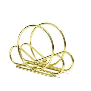 Imagem de Caixa de lenços Clipe De Toalha Papel Vertical Ferro Guardanapo Metal Para Cafeteria Placa Hotel Mesa Jantar Rack Armazenamento Suporte(Golden)
