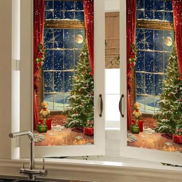 Imagem de HOMETITUTE Película de privacidade para janela de Natal Moonlight Película decorativa de vidro adesivo estático para casa, escritório, banheiro, quarto, sala de estar, 17,7 x 39,3 polegadas