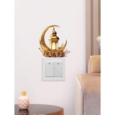 Imagem de 1 adesivo decorativo de parede adesivo de interruptor padrão de lanterna adesivo à prova d'água removível PVC sala de estar quarto banheiro decoração de parede adesivo interruptor