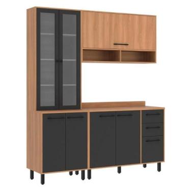 Imagem de Armário De Cozinha Compacta Modulada 3 Peças Com Balcão Havana Multimó