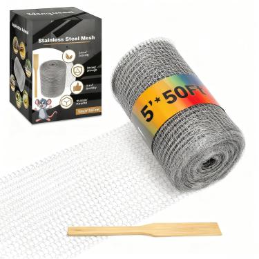 Imagem de Rolo de malha de metal para repelente de roedores de ratos, 1,2 m x 1,5 m, malha de aço inoxidável para preenchimento de furos de parede, malha de arame flexível à prova de roedores para jardim e casa