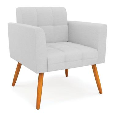 Imagem de Poltrona Elisa Linho Cinza A05 Pés Palito Castanho - D'rossi