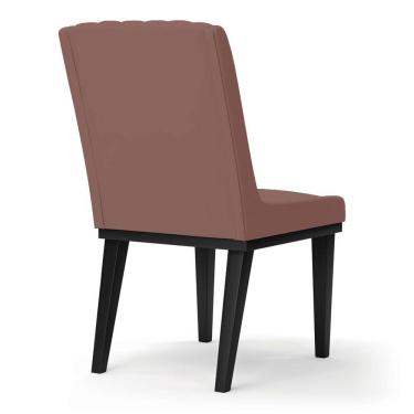 Imagem de Cadeira Sala De Jantar Base Madeira Preto Kit 2 Sofia Veludo D03 - D'rossi Cor Rose