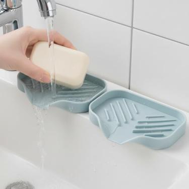 Imagem de 2 saboneteiras de silicone autodrenantes - suporte de sabão de silicone premium com base antiderrapante para chuveiro, banheiro, pia de cozinha