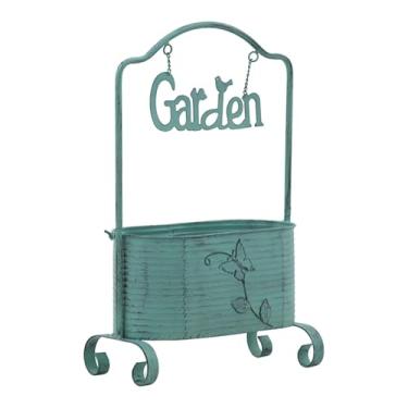 Imagem de predolo Vaso de Ferro com Design Rústico, Suporte de Flores de Metal, Balde de Flores, Decoração de Fazenda para, Jardim, Interior, Exterior, Pátio, Verde