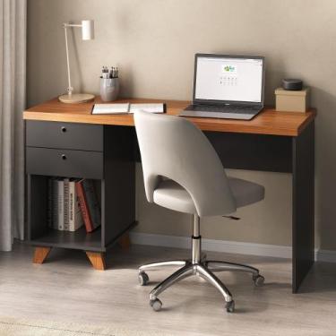 Imagem de Escrivaninha Com 2 Gavetas e 1 Nicho Artany Sky Cor Freijó com Preto