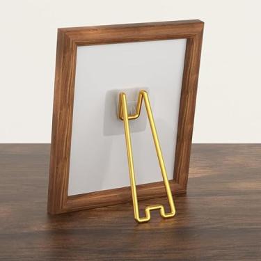 Imagem de Suporte adesivo para moldura, cavalete de metal com autoadesivo para exibição de fotos, para porta-retratos de 18 a 26 cm de altura (dourado, pequeno)