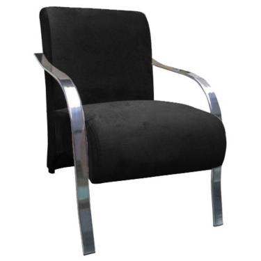 Imagem de Poltrona Vênus 1 Lugar Braço Cromado Suede Preto