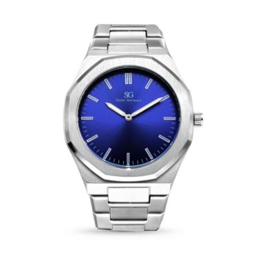 Imagem de Relógio masculino Hudson Blue Silver metal prata fundo azul Saint Germain