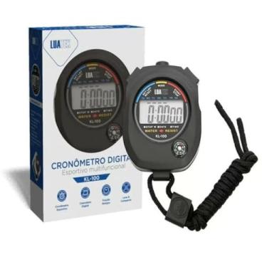 Imagem de Cronômetro Digital Esportivo KL-100, Multifuncional, Display LCD, Resistente à Água, com Cordão