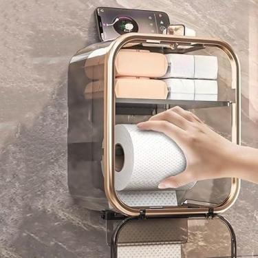 Imagem de Organizador de Banheiro com Gaveta e Prateleira - Porta Papel Higiênico 3 em 1 com Compartimentos