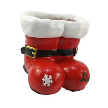 Imagem de Kuntesetty Vaso de flores em forma de bota vermelha de Natal, suporte para plantas, recipiente para decoração de casa, sala de estar, mesa de jantar estilo