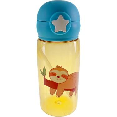 Imagem de Garrafa Squeeze Infantil com Canudo Silicone Trava e Tampa 500Ml Garrafinha de Água Criança Escolar (Preguiça)