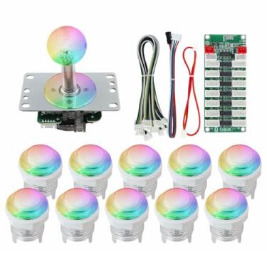 Imagem de SJ@JX Arcade RGB LED Button Encoder Joystick DIY Kit – 16M Color Lighting, Adjustable Brightness & Modes, 4/8-Way Sanwa-Style Joystick, Plug & Play, Expandable Lighting, High-Durability Switches