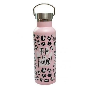 Imagem de Garrafa Térmica Uatt Gatinhos E Frase Fofa E Feroz 500Ml