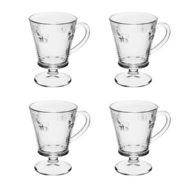 Imagem de Cj 4 Taças de Vidro P/Cappuccino Lines Butterfly Transparente 240ml Wolff