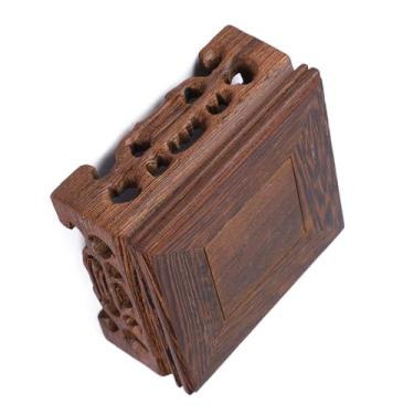 Imagem de Aqur2020 Expositor Quadrado de Madeira Maciça 10x10cm Base de Pedestal Pequeno para Decoração de Vaso de Bule Bonsai, Plataforma de Madeira Artesanal para Decoração de (Comprimento 8 Largura 8 Altura 3,7)