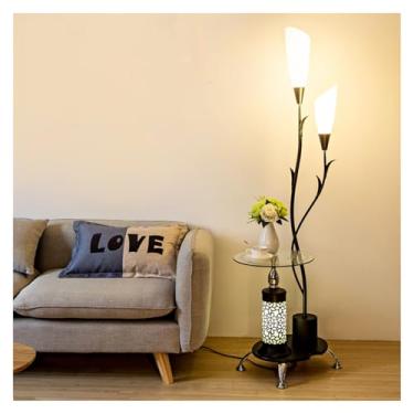 Imagem de Luminária de chão Candeeiro de pé com mesa, candeeiros controlo remoto regulável LED candeeiro, alto para sala estar e quarto(Preto)