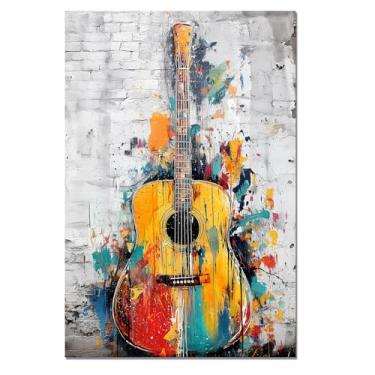 Imagem de Kalormore Tela para galeria de arte de parede de guitarra embrulhada pronta para pendurar 61 cm x 91 cm