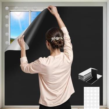 Imagem de Cortinas blackout de 299,7 cm x 144,8 cm para quarto, cortinas blackout térmicas adesivas sem furadeira para persianas temporárias para escurecimento de quarto para claraboia, trailer, dormitório
